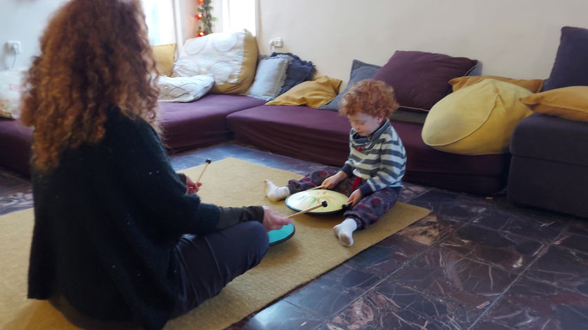 Children play in living room